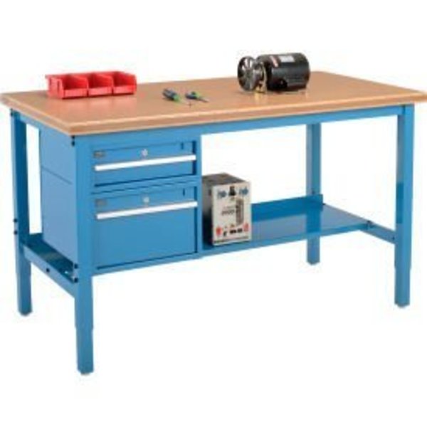 Global Equipment 72 x 36 Production Workbench - Shop Top Safety Edge - Drawers   Shelf - Blue 319266BL